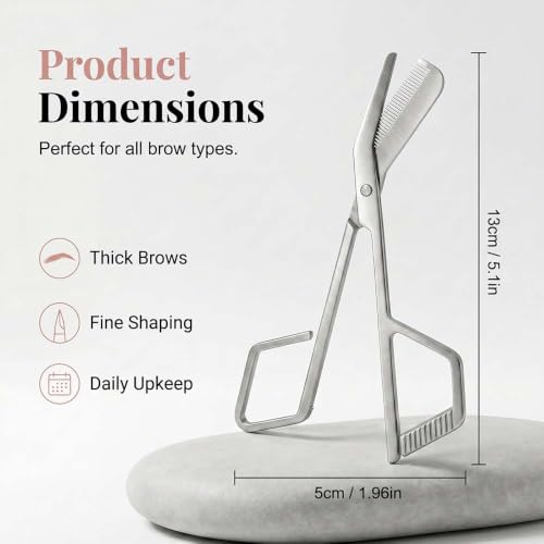 Eyebrow Trimmer Scissors with Comb - Stainless Steel
