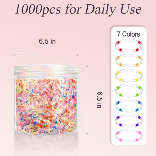 1000pcs Mini Clear Hair Rubber Bands - Soft, Durable Hair Ties for Kids