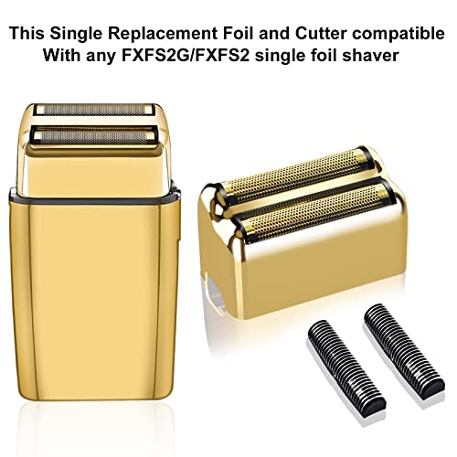 Professional Replacement Foil and Cutters for BaBylissPRO Barberology Double Foil Shaver, Compatible with BaBylissPRO Barberology FXFS2 Shaver (2 gold)