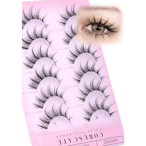 Natural Look Eyelashes Manga Lashes Clear Band False Eyelashes 15mm Lash Strips Aisan Anime Fake Eyelash Look Like Lash Extension Spikes Lashes Wispy by CORUSCATE
