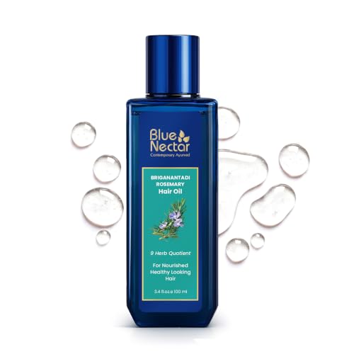 Blue Nectar Rosemary Bhringraj Ayurvedic Scalp Oil for Hair Growth - 3.38 Fl Oz