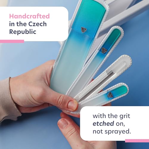 Czech Glass Nail Care Set: Foot File, Nail Files & Cuticle Pusher
