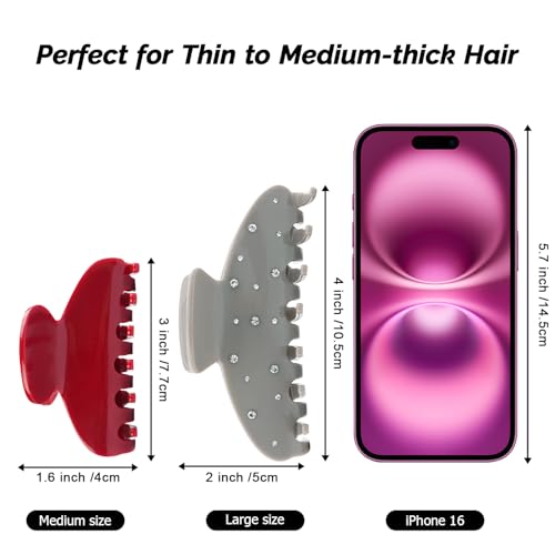 Medium Acetate Hair Claw Clip - Cherry Red, 3 Inch