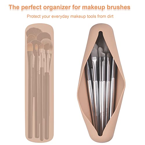 FERYES Travel Makeup Sponge Brush Holder, Soft Silicone Beauty Make Up Brush Blender Case Organizer for Travel