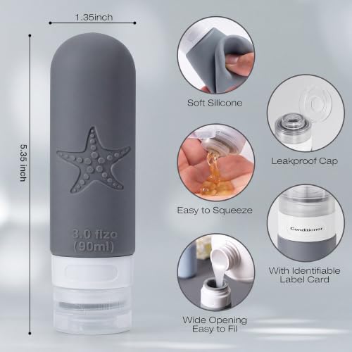 18-Pack Travel Bottles Set, TSA Approved, Leak-Proof Silicone