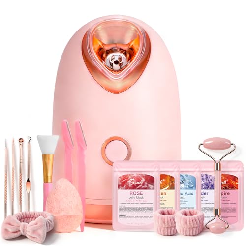 Pjordo Facial Steamer Spa Kit with 17 Skin Care Tools