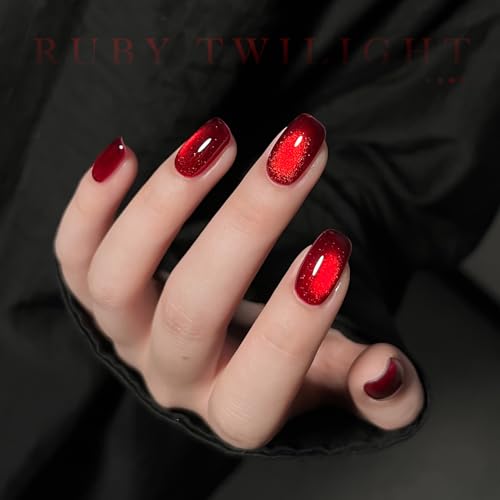 GAOY Red Cat Eye Gel Nail Polish with Magnet - 16ml Holographic UV Gel
