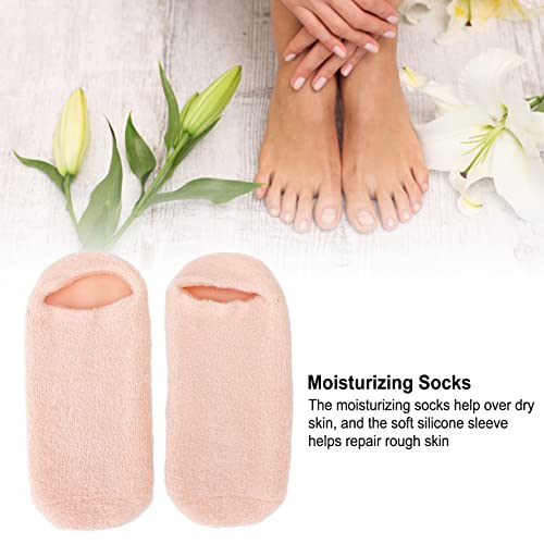 2pcs Moisturizing Socks, Foot Spa Gel Silicone Socks for Women, Extra Soft Gel Socks Gel Spa Socks for Dry Cracked Feet for Home, Repairing Rough Skin Essential Oil Gel Layer