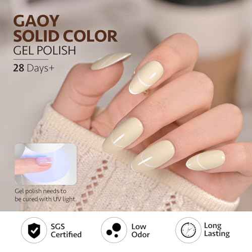 GAOY Nude Brown Gel Nail Polish Set, 6 Colors Beige Chocolate Soak Off UV Light Cure Gel Polish Kit for Salon and Nail Art DIY at Home
