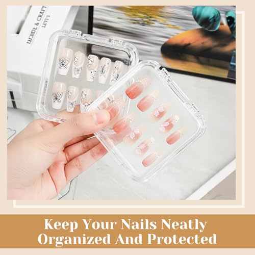Press On Nail Organizer Kit - 14 Storage Cases with 60 Adhesive Strips