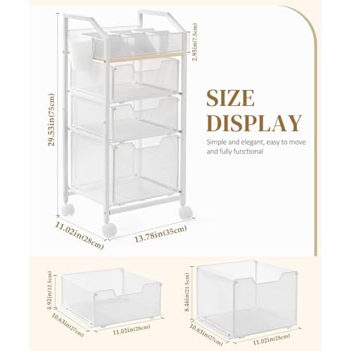 Homde Rolling Makeup Organizer with Drawers: Skincare Storage Cart with Wheels for Home Bedroom Vanity - Cosmetic Display Holder for Beauty Enthusiasts Makeup Artists