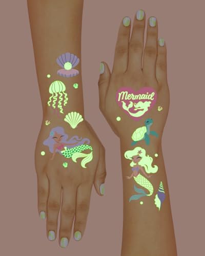xo, Fetti Mermaid Glow in Dark Temporary Tattoos - 48 PC