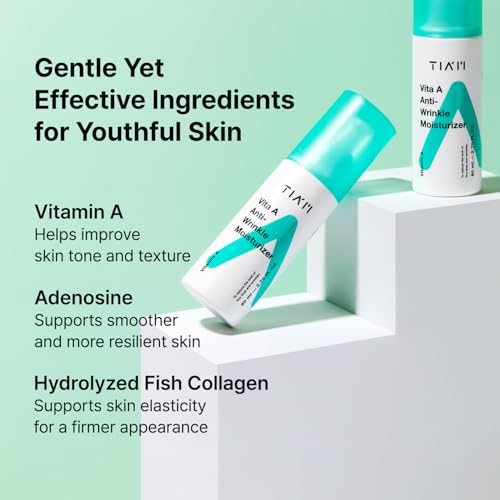 TIAM Vita A Anti-Wrinkle Moisturizer, 2.7 fl oz, Lightweight Moisturizing Cream for Firming, Soft and Glowy Skin, Korean Skin Care