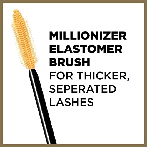 L¡¯Oreal Paris Makeup Voluminous Million Lashes Mascara, Volumizing Collagen Infused Eye Makeup, Amplifying Mascara Brush, Washable, Blackest Black, 0.3 Fl Oz., 1 Count