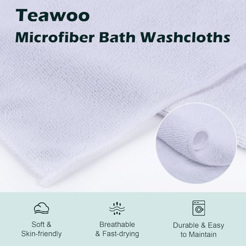 White Washcloths Bulk 400 Pack, Highly Absorbent & Quick Drying Face Towels, Premium Quality Soft Bath Towels, Multipurpose Microfiber Wash Cloths, 12x12 inches