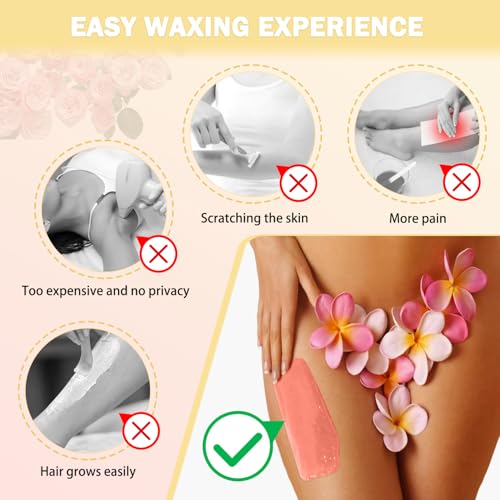 Wax Beads for Hair Removal - 5 * 100g/17.6 oz Wax Beads Waxing at Home for Sensitive Skin Women - Hard Wax Beads with 20 sticks, Bikini Brazilian Body Face Wax