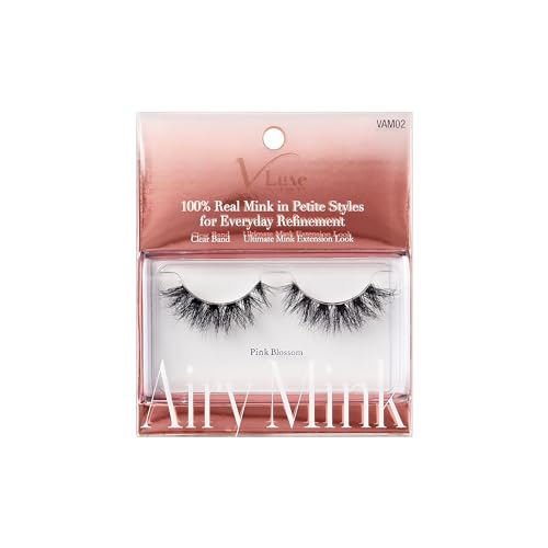 i?ENVY Airy Mink False Eyelashes, 100% Real Mink Fake Eye Lash, Lightweight Superfine Clear Band for Natural Look, Classic Styles, Easy Apply & Comfort (Pink Blossom)