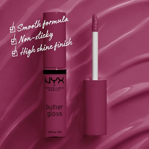 NYX Professional Makeup Butter Gloss Cranberry Pie 0.27 Fl Oz - Non-Sticky Lip Gloss