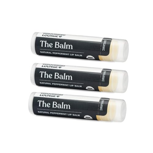 Grooming Lounge The Balm - Organic Lip Balm for Men, Intense Therapy, Peppermint Scent, 3-pack Value Set