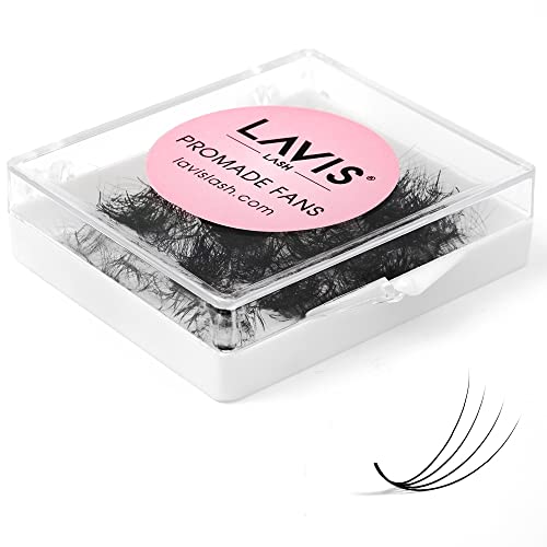 LAVISLASH 500 Promade Fans Eyelash Extension | Handmade Loose Volume Lash | Mutiple Options 3D-8D/10D/12D/14D/16D Fans | 0.03/0.05/0.07mm Thickness | C/CC/D Curl | 8-16mm Length(4D-0.07-D-9mm)