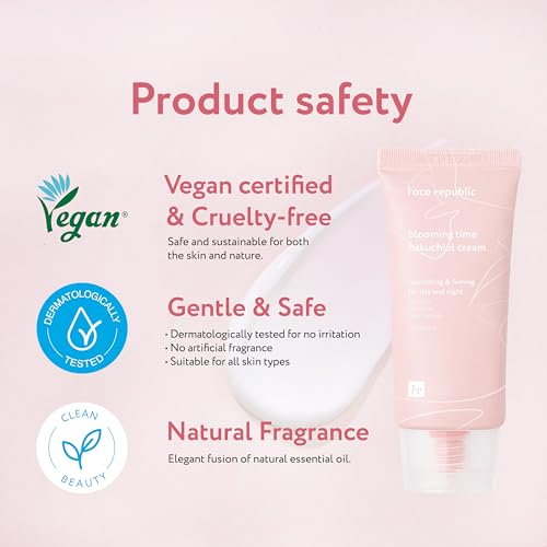 Face Republic Blooming Time Bakuchiol Cream 50ml 1.69 fl oz | Day & Night Nourishing Cream, Wrinkle Care | Bakuchiol, Adenosine | Firm, Elastic, Plump Skin | Cruelty-Free Vegan Korean Skin Care