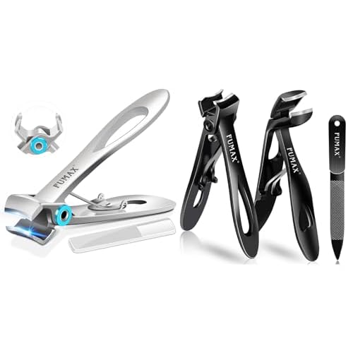 Nail Clippers for Men Thick Nails, Toenail Clippers with Wide Jaw for Thick Toenails, Angled Large Mess Free Toe Nail Clippers with Catcher, Heavy Duty Fingernail Clipper Cutter for Seniors
