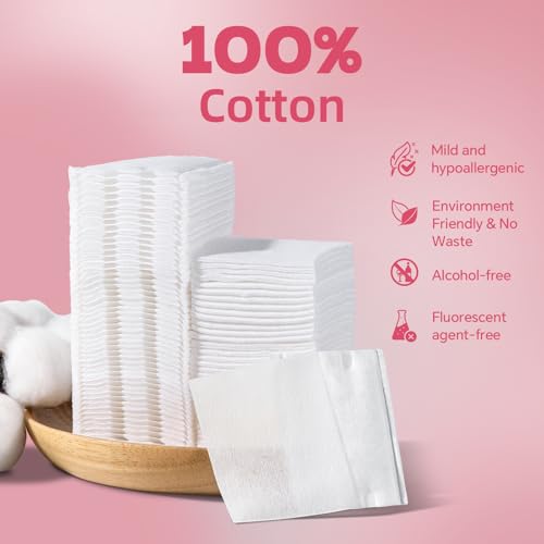 ICOTLE Square Cotton Pads - 475 Makeup Remover Squares