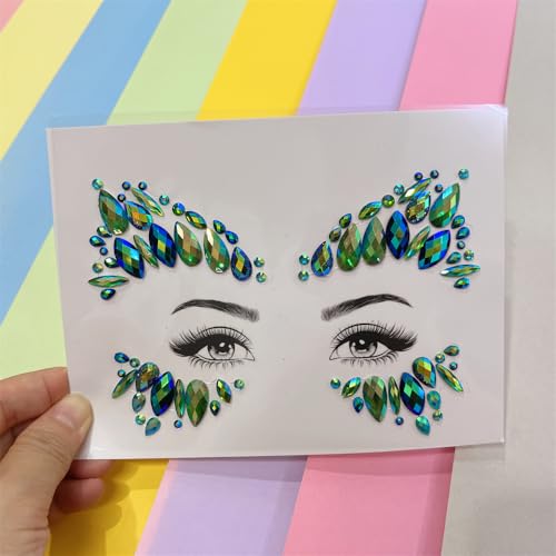 Festival Face Gems Sticker - Self-Adhesive Emerald Green
