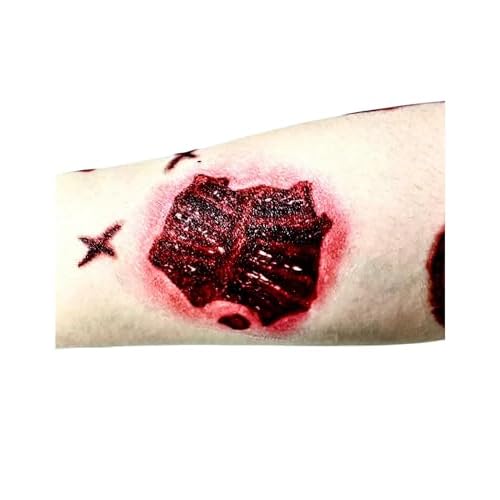 Halloween Scar Temporary Tattoos, 3D Waterproof Prank Zombie Party Temporary Tattoo Sticker, Realistic Simulation Blood Wound Stitch Tattoo Sticker (Halloween Scar T Series 20PC)