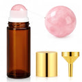 Rose Quartz Roller Bottle 50mL | Amber Glass Essential Oil Dispenser