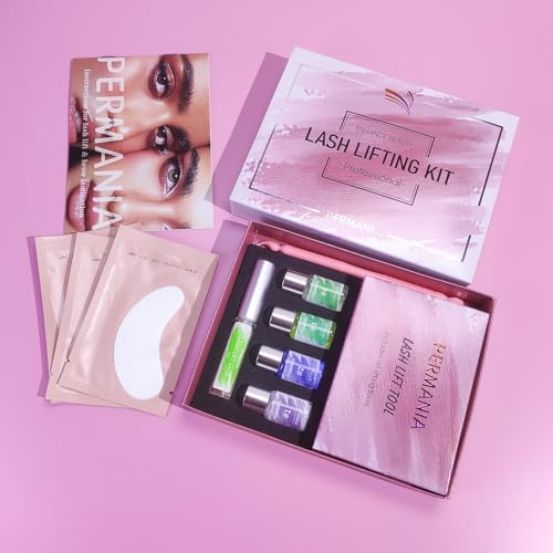 PERMANIA Lash Lift Kit, Professional Eyelash Perm Kit for Beginners Friendly Last up to 6 Weeks Salon Grade Brow Lamination Kit with Lash Lift Glue