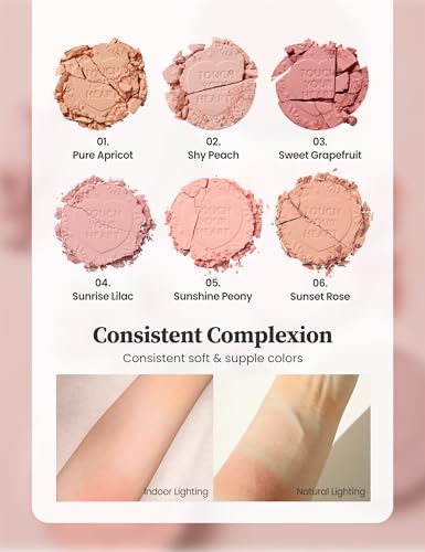 MILKTOUCH Touch My Cheek in Bloom Blush Sunshine Peony | Face Blushes Compact Powder Makeup | Shimmer Powder Blush Oil Absorbing Powder Compact | Face Powder for Oily Skin Korean Blush (0.18 oz)