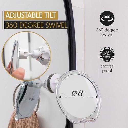 Luxo Shaving Mirror, Shower Mirror with a Razor Holder for Shaving with Powerful Suction Cup - Shatterproof Anti Fog Mirror for Shower (Chrome)
