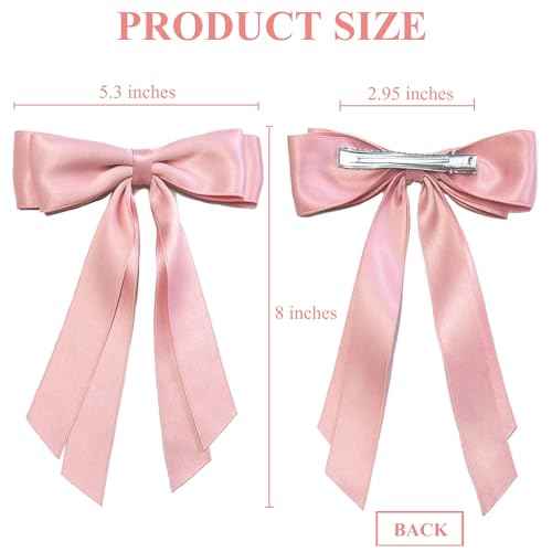 Hair Bows for Women Bow Clips Cute Ribbons Girls Ribbon Bows BowKnot Barrettes Tassel Bow Clips Fashion Hair Accessories for Women, Pink & Beige