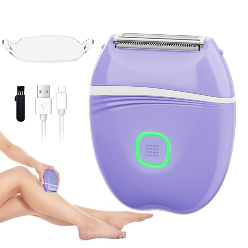 Women Electric Shaver & Bikini Trimmer - Rechargeable Waterproof Razor for Legs Face & Underarms - Purple