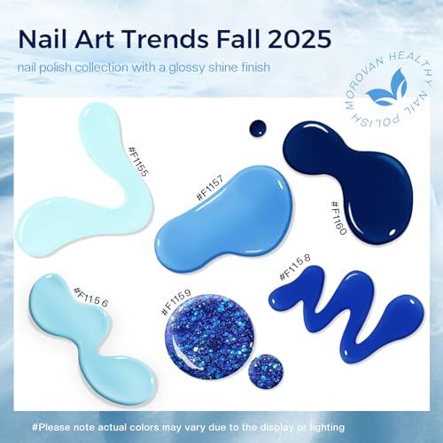 Morovan Glitter Blue Nail Polish Set - Quick Dry & Long Lasting