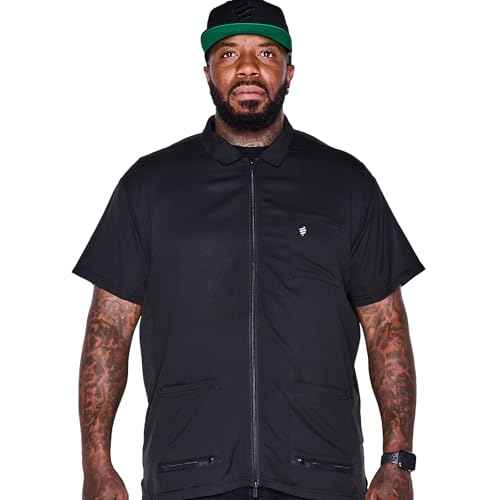 Barber Strong Barber Jacket, Men's Black, Hair Repellent, Lightweight and Breathable Vented Side Panels, Features Easy Hair Removal and 2-Way Zipper Closure, XL, Great for Pet Grooming