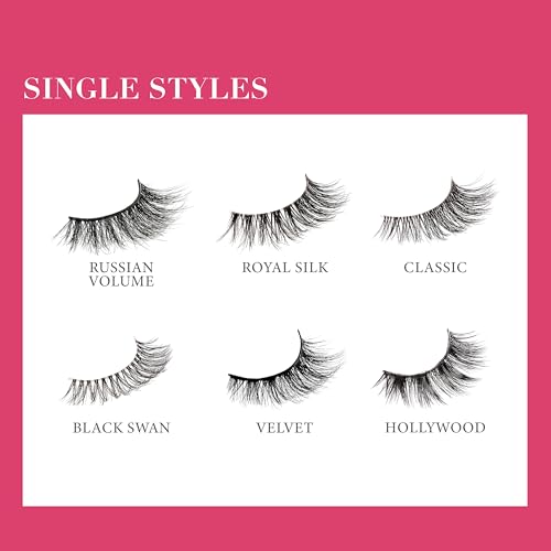 KISS Lash Couture LuXtensions Collection False Eyelashes, Flat Lash Technology, Super Slim Lash Band, Real Lash Extension Fibers, Reusable, Style ¡®Black Swan', 12mm, 1 Pair Strip Lashes
