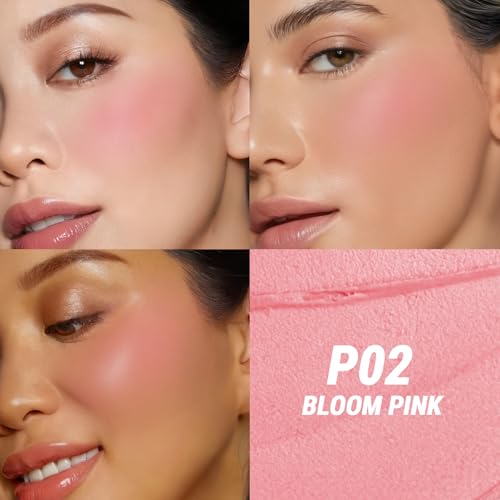 Fluffy Velvet Cushion Blush for Korean Dewy Glow | Buildable, Blendable Cream Texture | Mini Pink Blush for Cheeks | Tar Pigment Free (P02 Bloom Pink, 0.1 Oz | 4g)