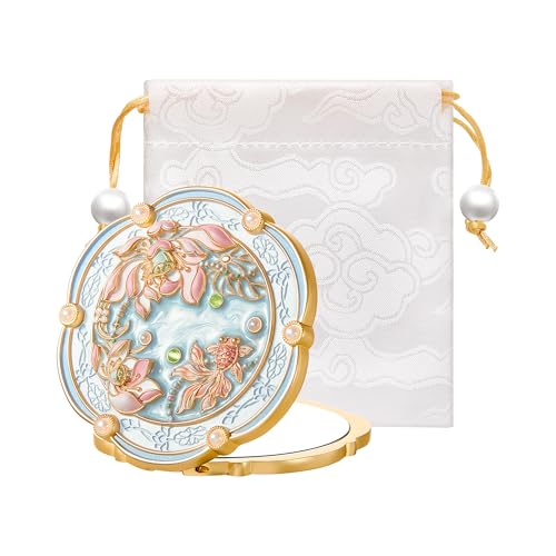 Lotus Bloom Compact Mirror 3" 2X Magnifying Folding Makeup Mirror
