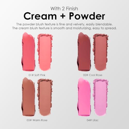 KOSRA 2-in-1 Blush Palette | Cream & Powder Duo, Buildable