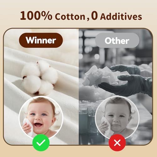 Winner 100% Cotton Baby Wipes, 600 Count, Hypoallergenic Dry