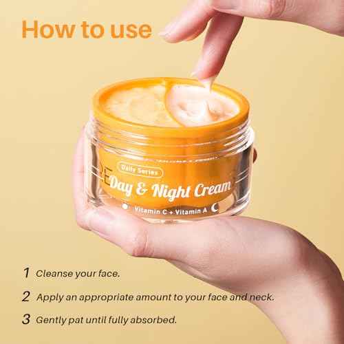 Day/Night Cream Set, Anti-Wrinkle Hydrating Day Gel with Vitamin C, Firming Renewal Night Cream with Vitamin A, 2-in-1 Anti-Aging Duo for All Skin Types, 2 * 1.7 Fl Oz