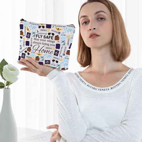 G2TUP Fly Safe Gift For Traveler Cosmetic Bag Flight Attendant Traveler Pouch Aviation Grad Toiletry Bag (Fly Safe New)