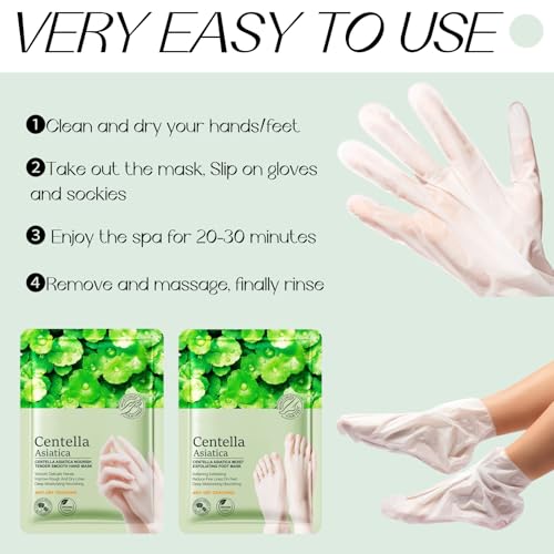 Moisturizing Hand & Foot Masks for Dry Cracked Skin - 12 Pack Set