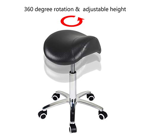 Antlu Saddle Stool Rolling Chair with Wheels - Adjustable Height