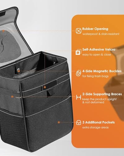 HOTOR Car Trash Can - Leak-Proof Car Organizer and Storage Bag for The Back/Front/Console of Any Cars,Sedans, SUVs & Trucks Easy-to-Install Car Accessory Interior