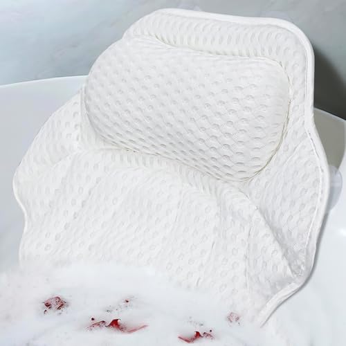 Spa Bath Pillow with 4D Air Mesh & 6 Suction Cups