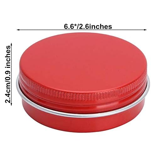 2oz/60ml Red Aluminum Tin Jar With Screw Lid - 15 Pack Metal Round Cans Containers for Lip Balm, DIY Salve, Spice, Candies, Crafts - Cosmetic Sample Steel Containers