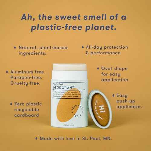 HiBAR - Bergamot & Cedar Plastic Free Deodorant - Natural Deodorant - All-Day Protection - With Sunflower Seed Wax, Rice Bran & Shea Butter - Plastic, Paraben & Aluminum-Free - Vegan - 3 Pack